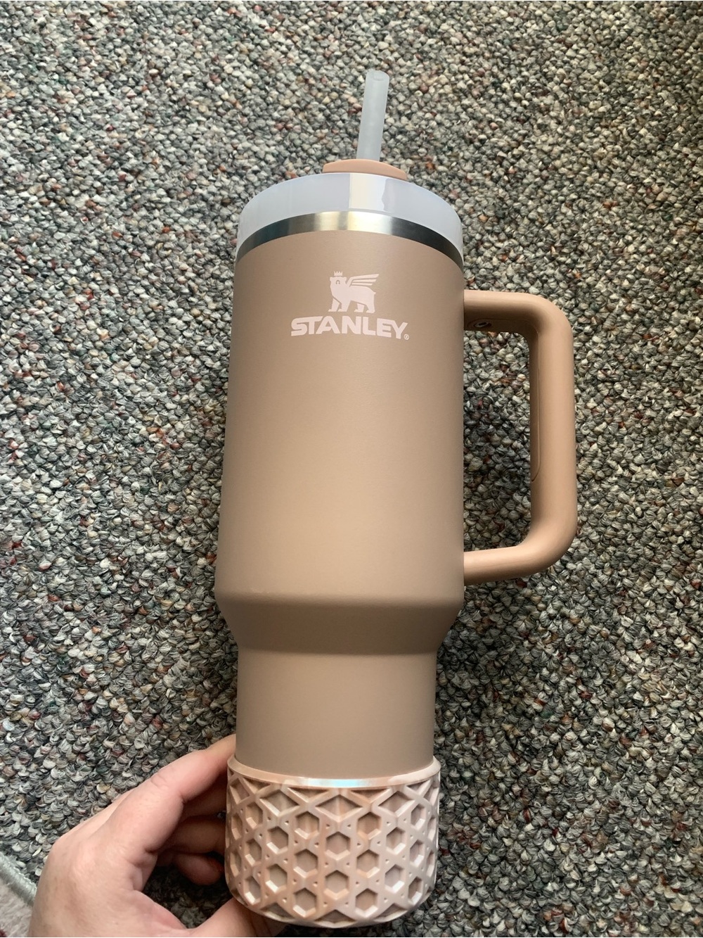 Stanley 40oz Almond Rose Travel Tumbler with Handle and Straw & Matching Boot